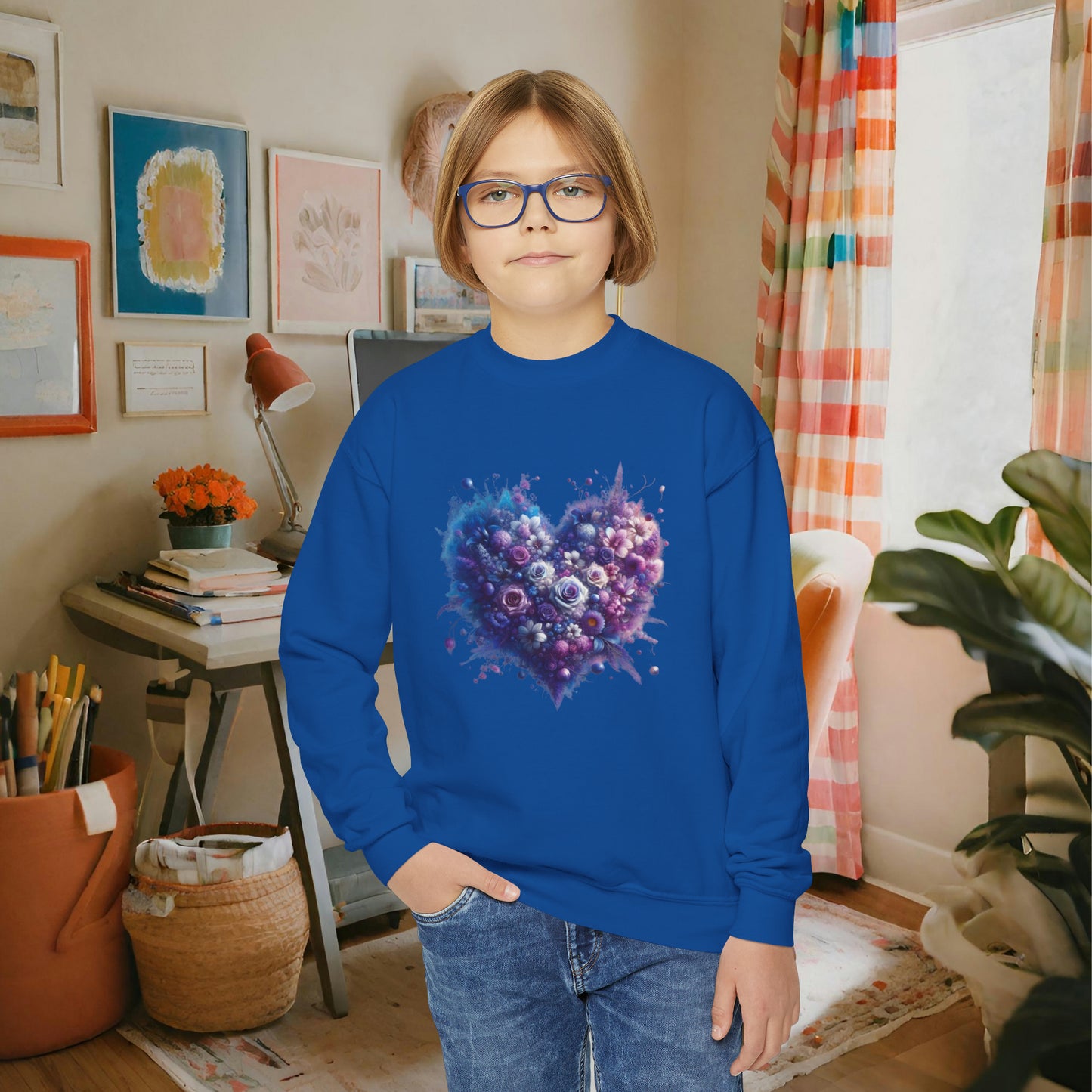 Kids Floral Heart Sweatshirt