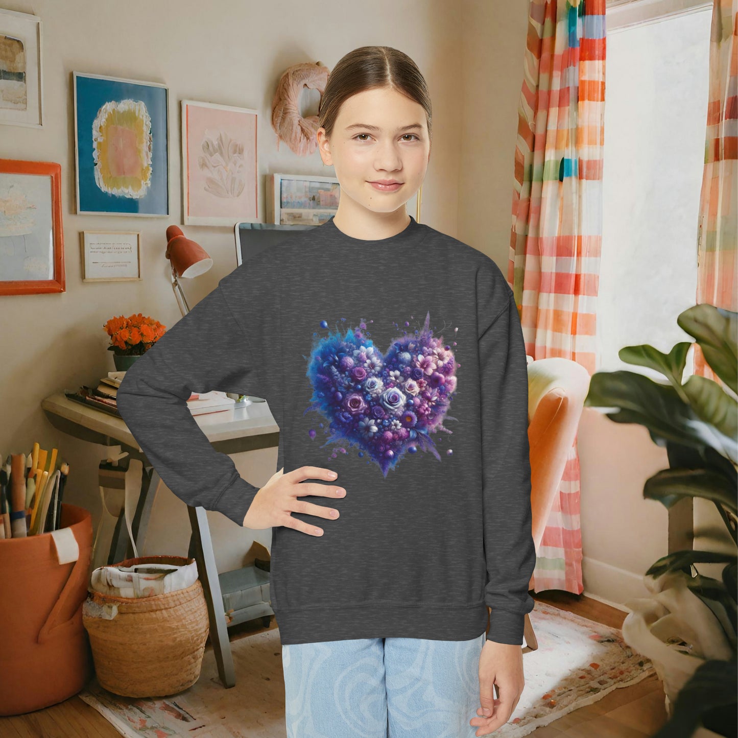 Kids Floral Heart Sweatshirt
