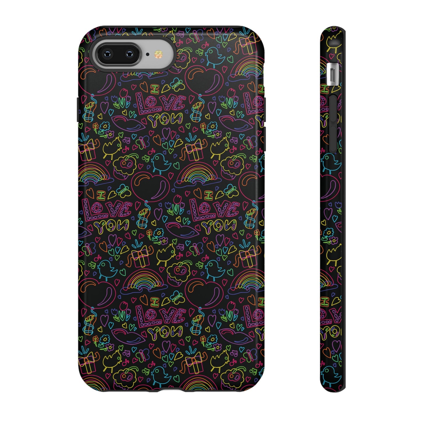 Neon Love Doodle iPhone Case