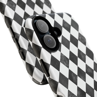 Vintage Harlequin Black & White iPhone Case