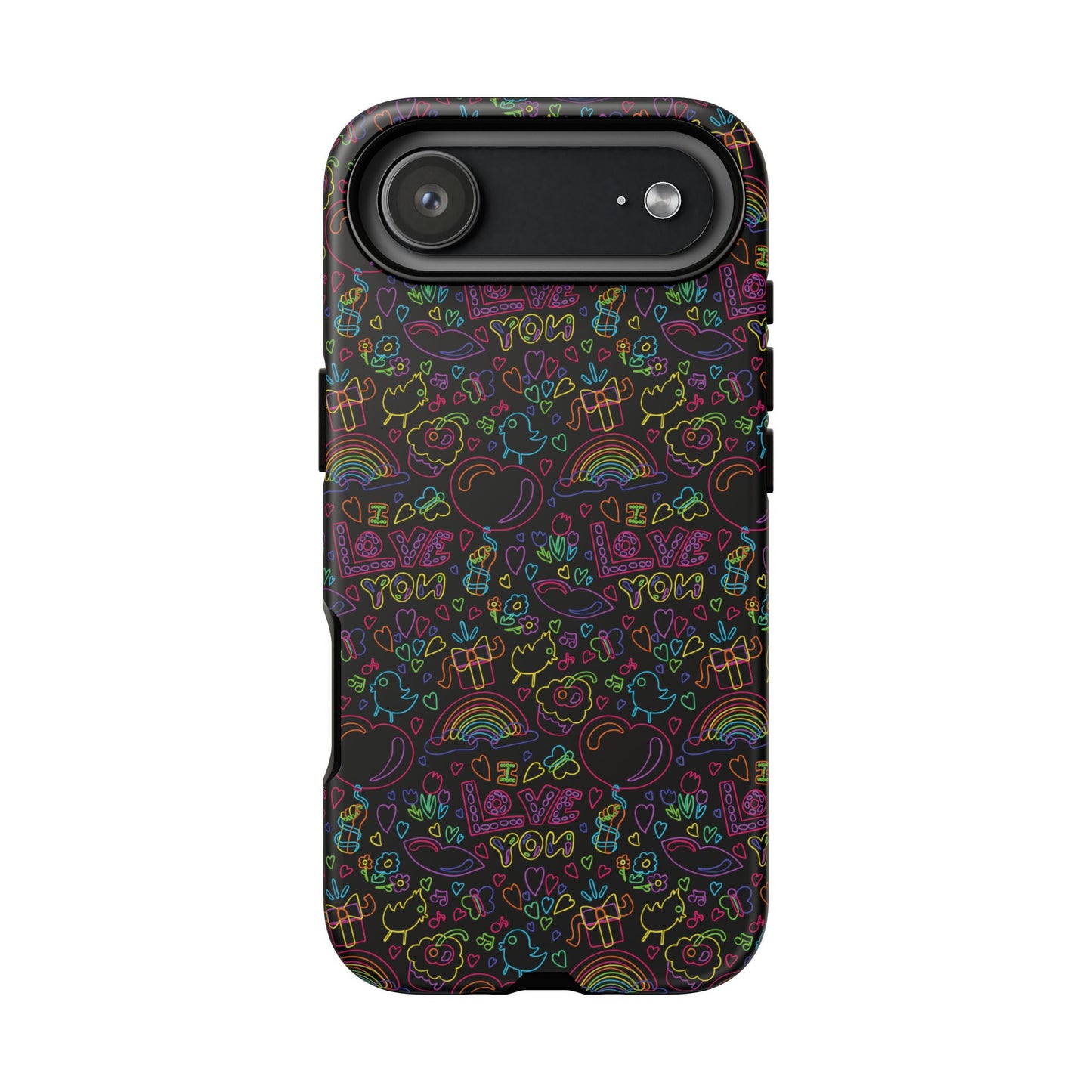 Neon Love Doodle iPhone Case