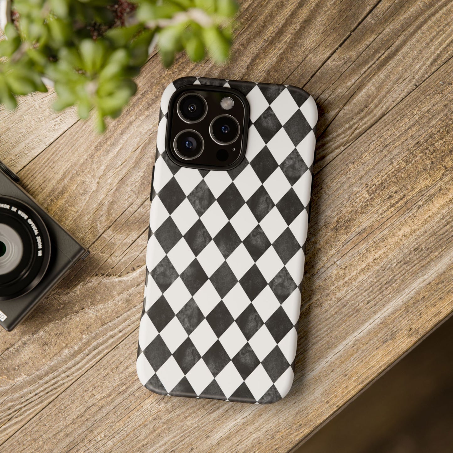 Vintage Harlequin Black & White iPhone Case