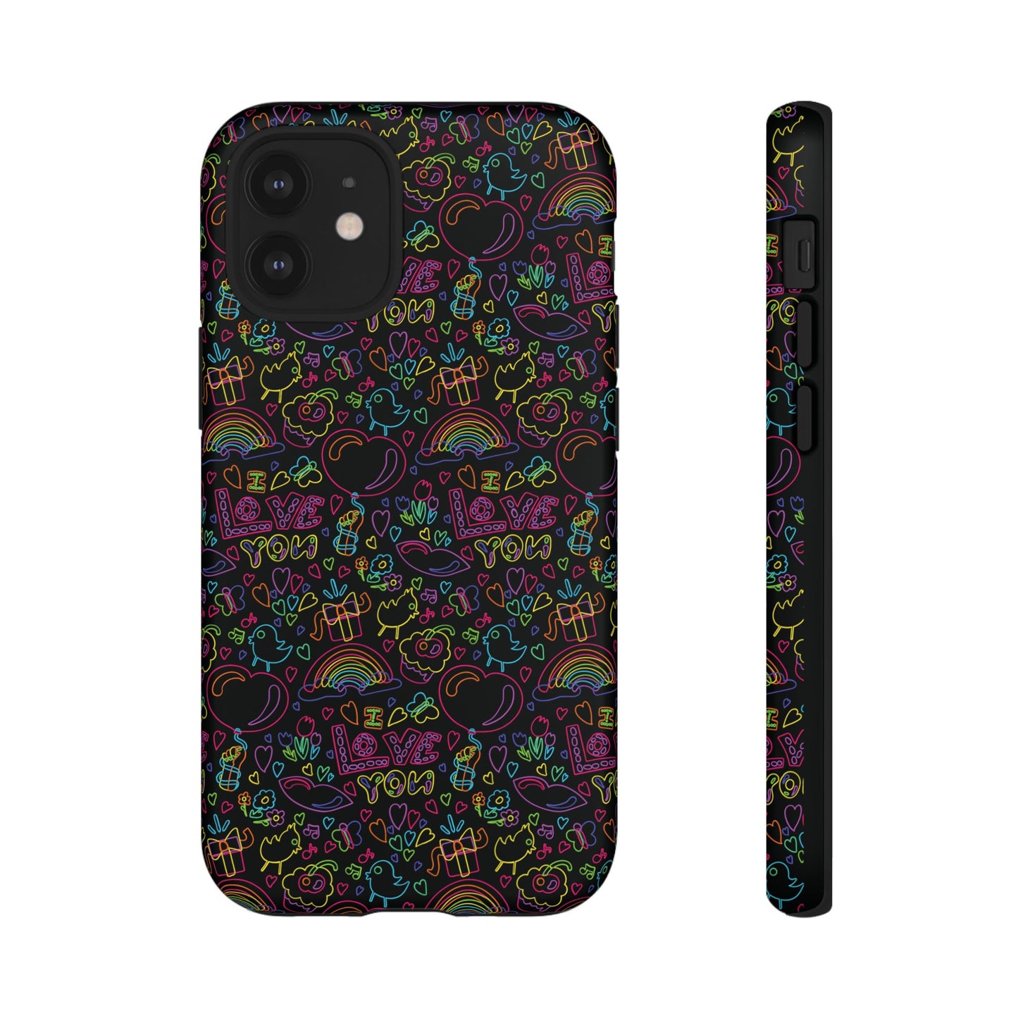 Neon Love Doodle iPhone Case