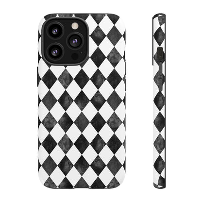 Vintage Harlequin Black & White iPhone Case