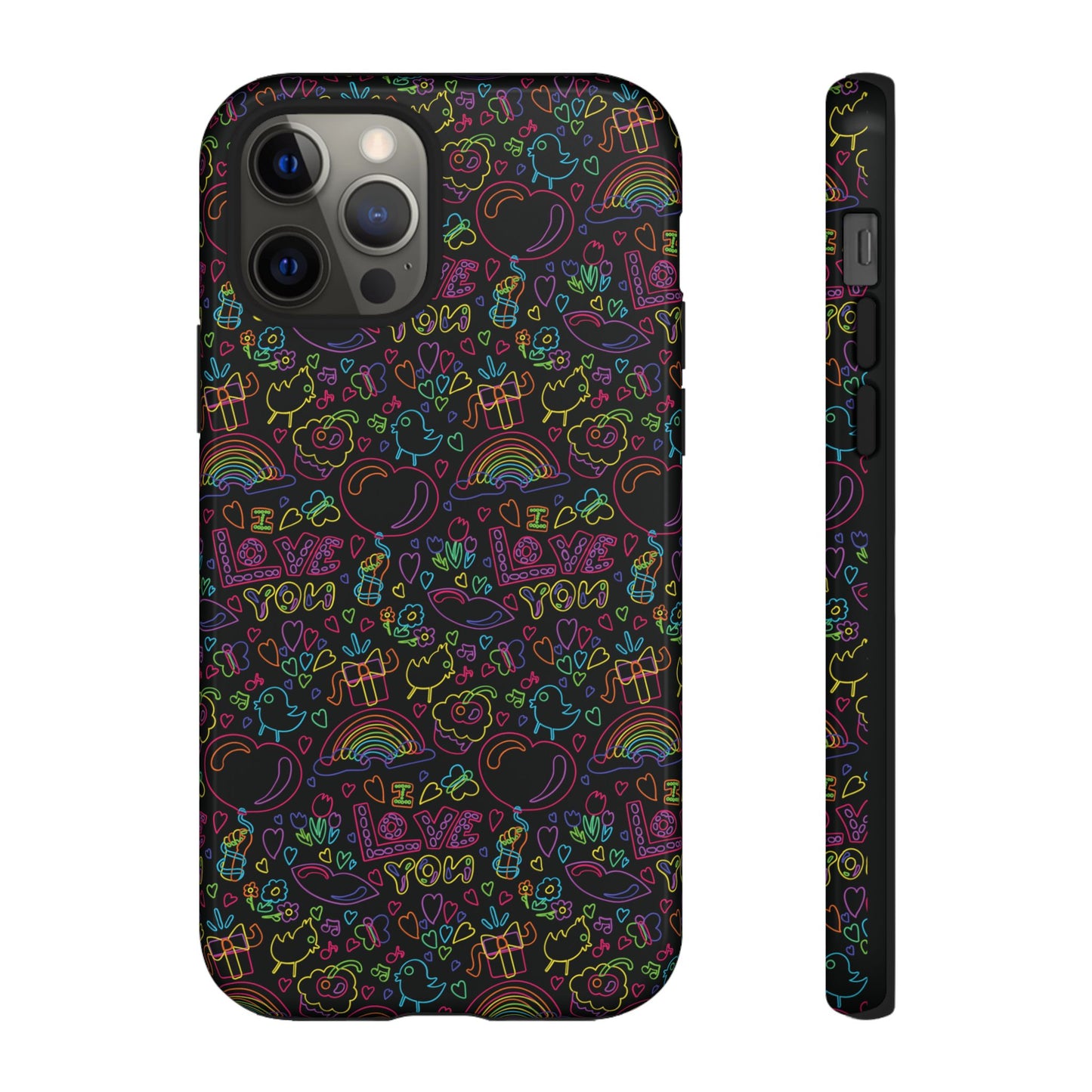 Neon Love Doodle iPhone Case