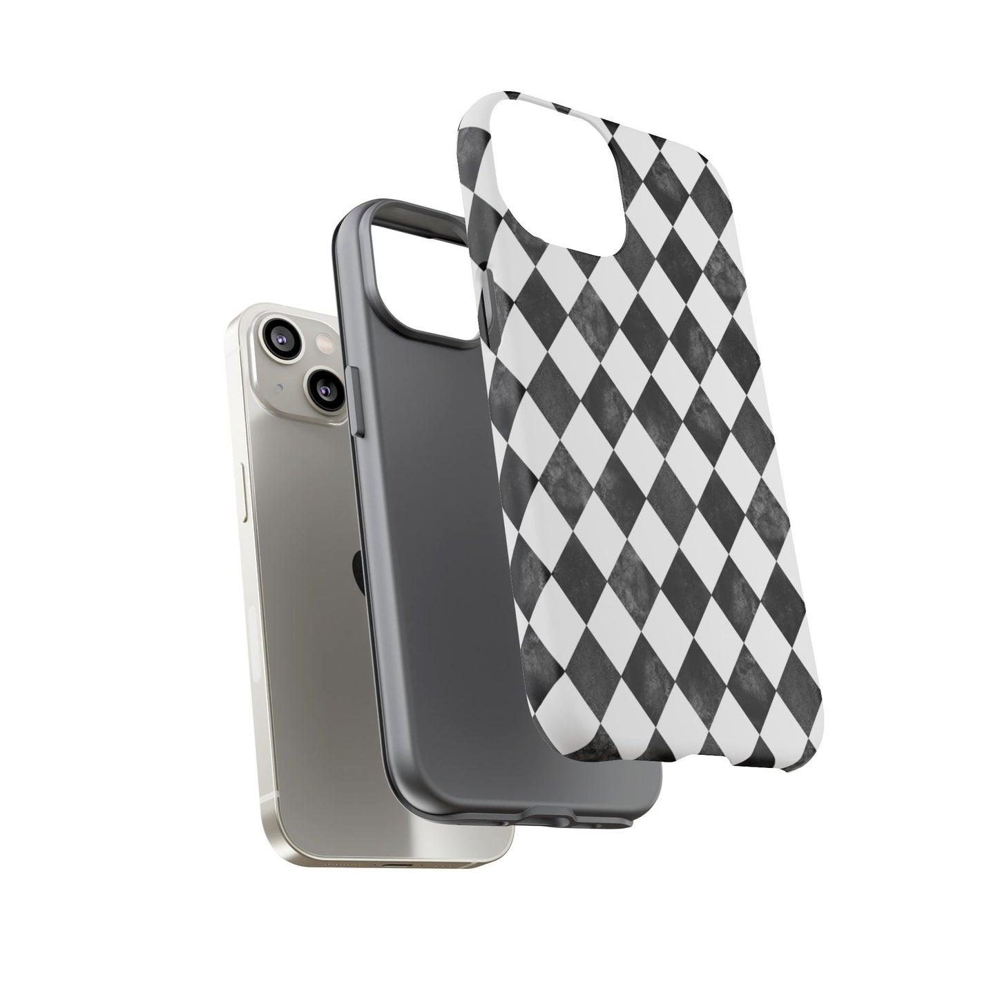 Vintage Harlequin Black & White iPhone Case