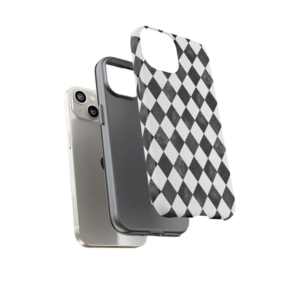 Vintage Harlequin Black & White iPhone Case