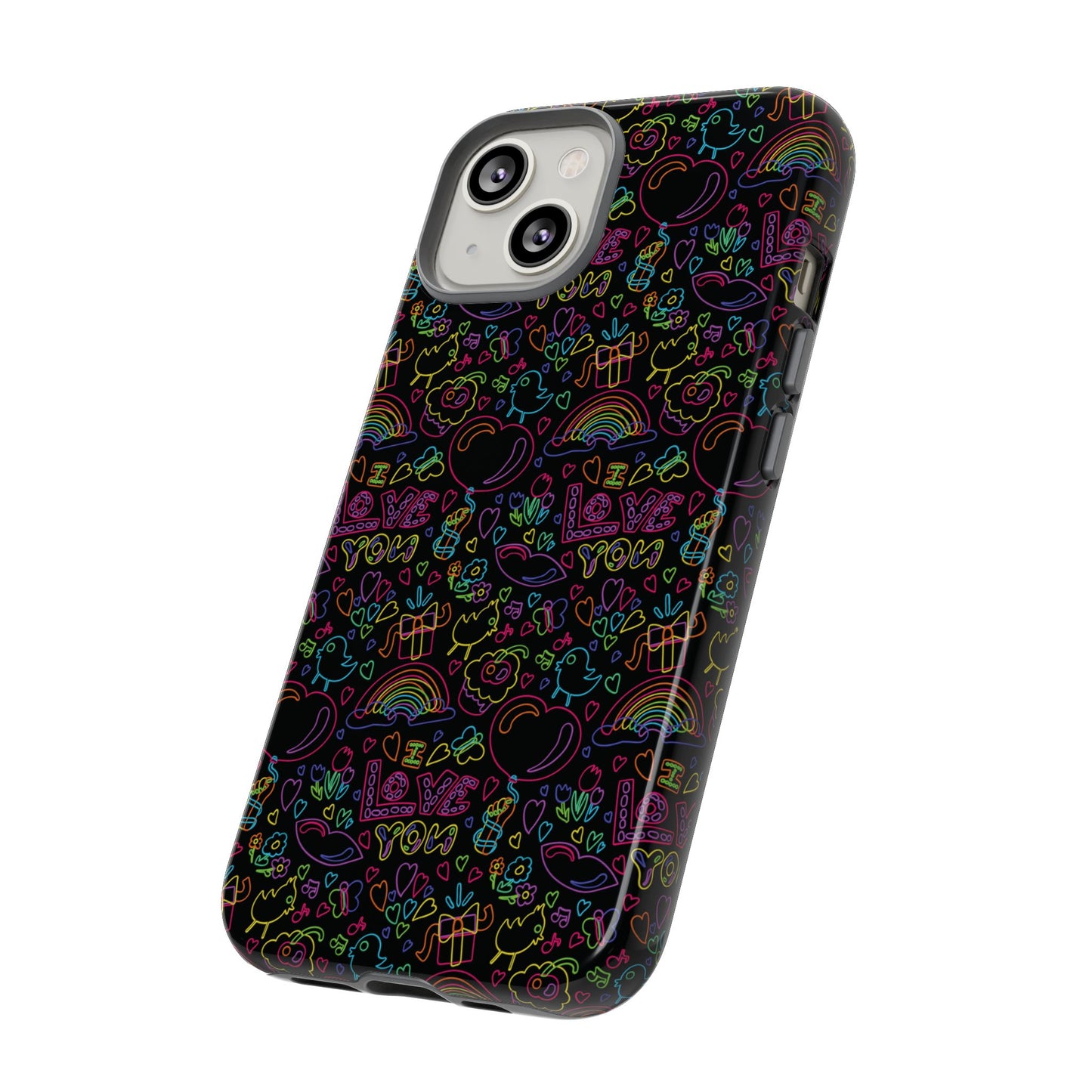 Neon Love Doodle iPhone Case