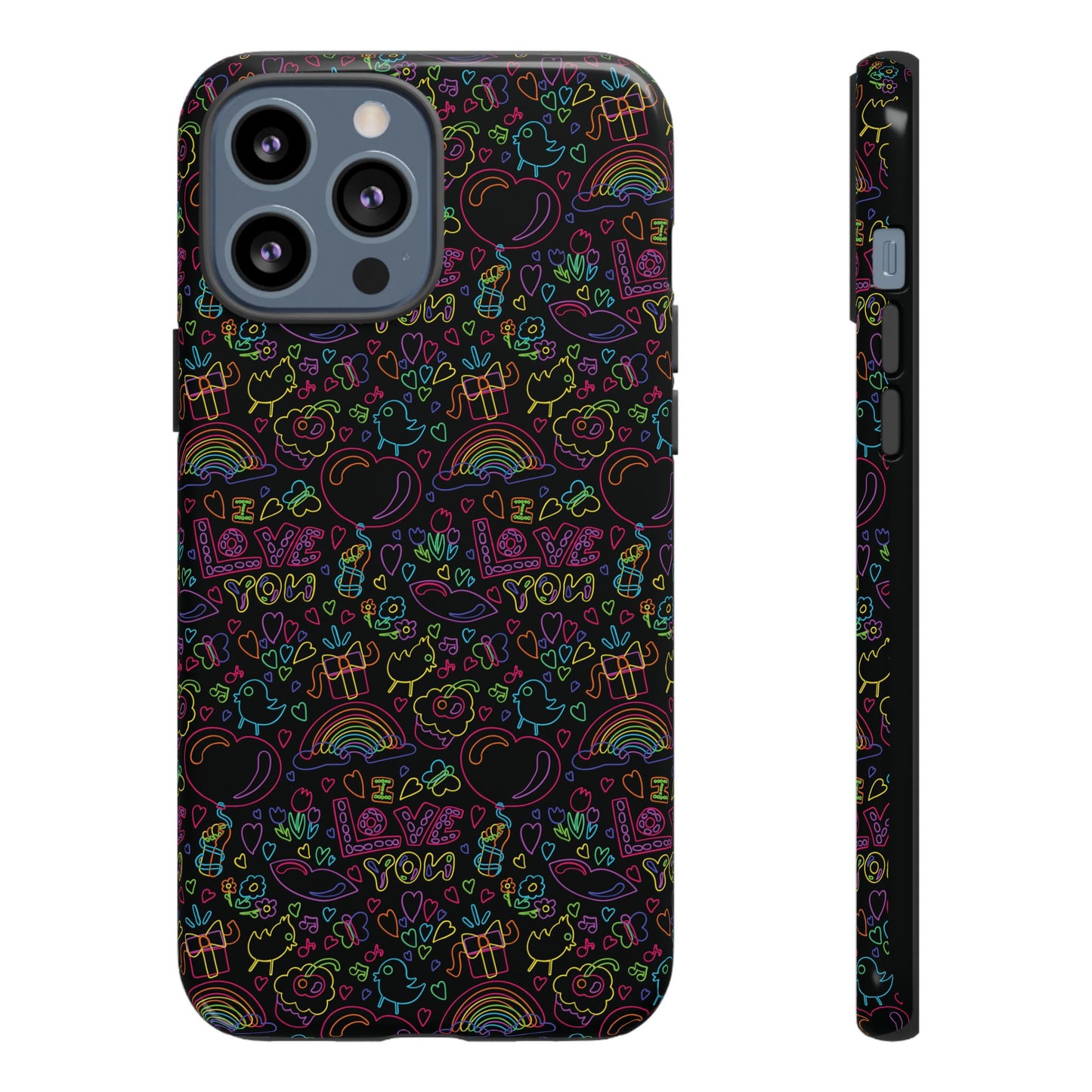 Neon Love Doodle iPhone Case