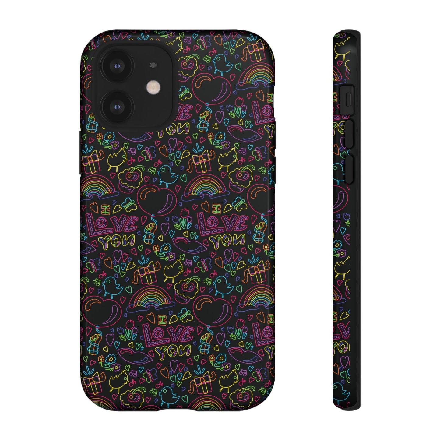 Neon Love Doodle iPhone Case