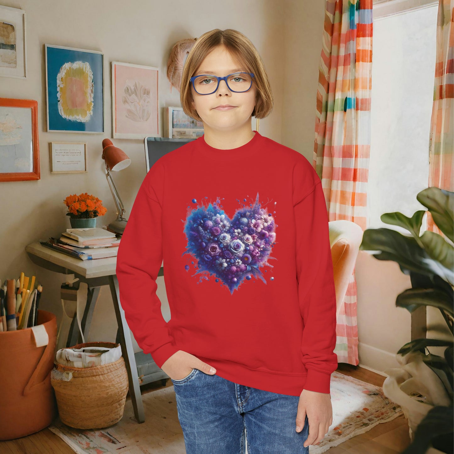 Kids Floral Heart Sweatshirt