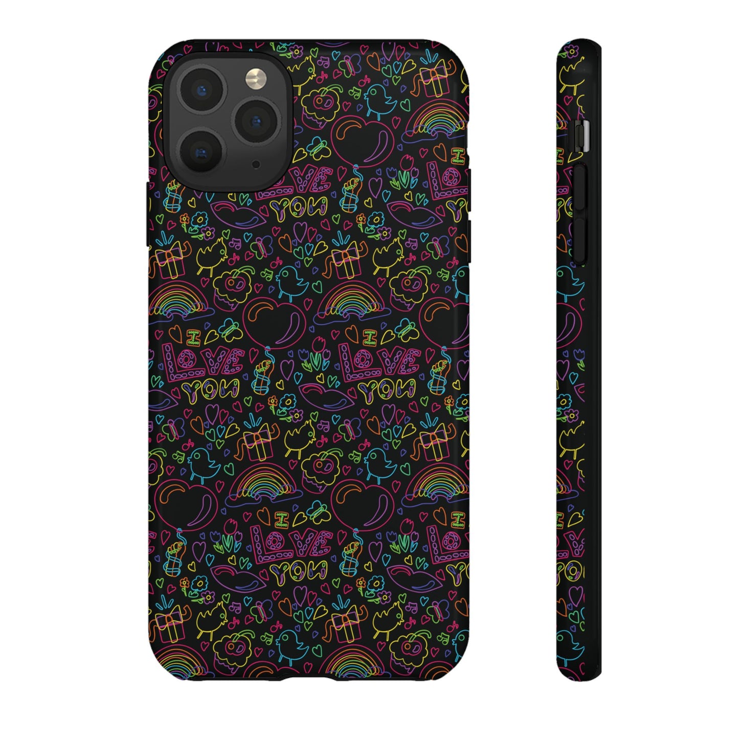 Neon Love Doodle iPhone Case