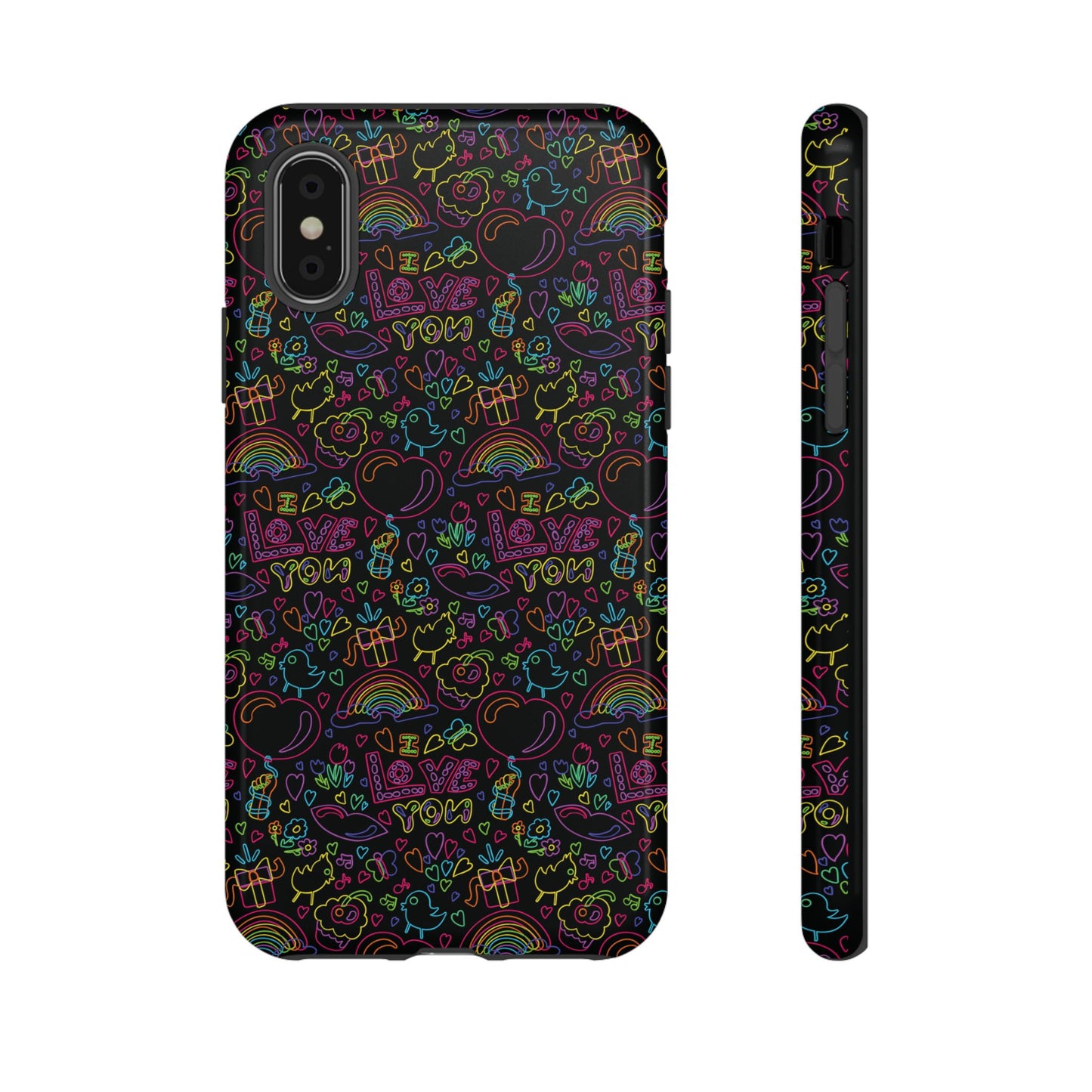 Neon Love Doodle iPhone Case