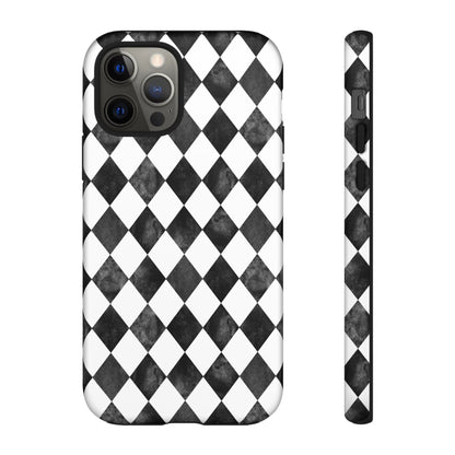 Vintage Harlequin Black & White iPhone Case