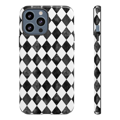Vintage Harlequin Black & White iPhone Case