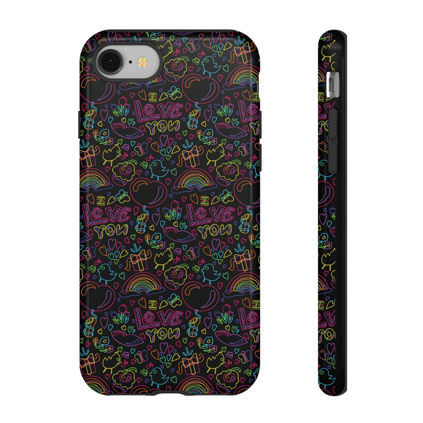 Neon Love Doodle iPhone Case