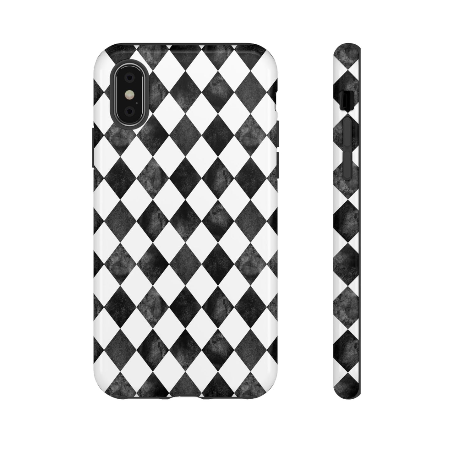 Vintage Harlequin Black & White iPhone Case