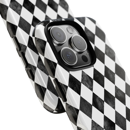 Vintage Harlequin Black & White iPhone Case