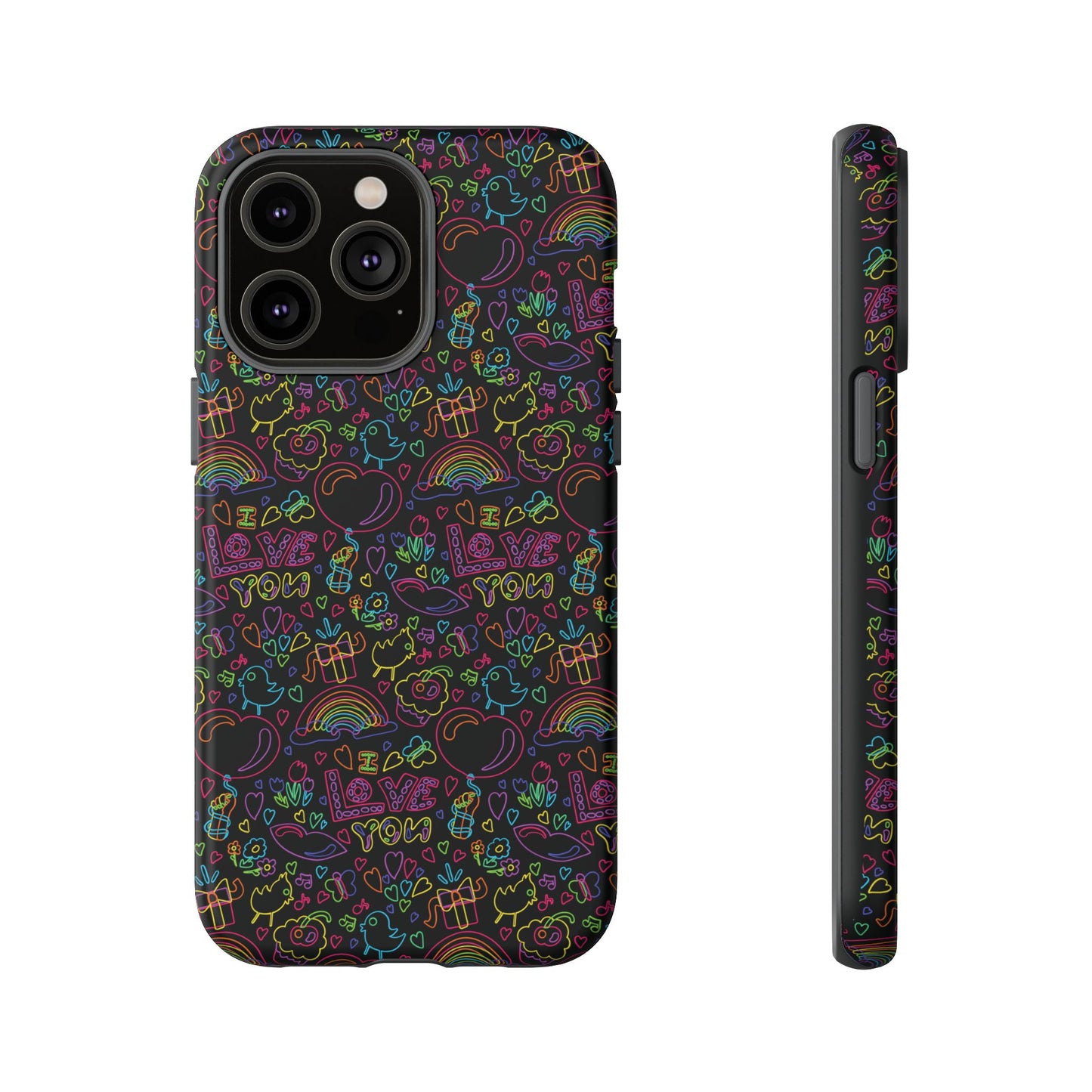 Neon Love Doodle iPhone Case