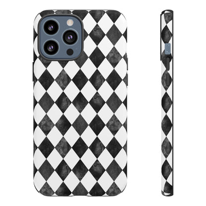 Vintage Harlequin Black & White iPhone Case