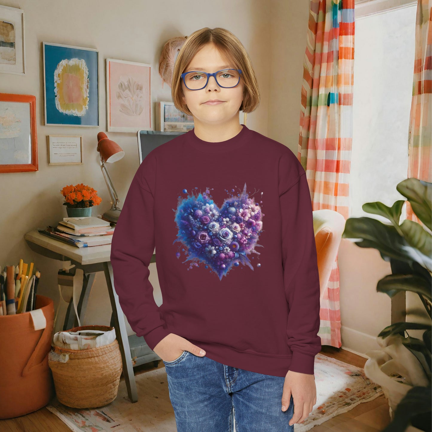 Kids Floral Heart Sweatshirt