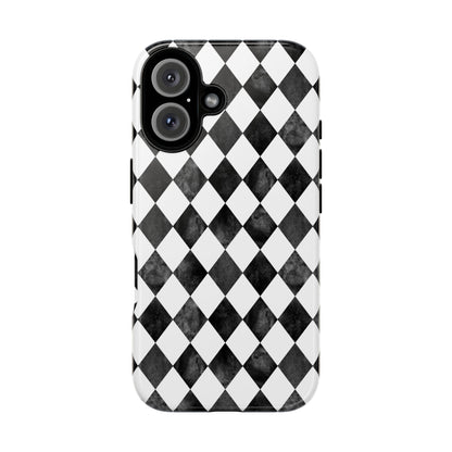 Vintage Harlequin Black & White iPhone Case