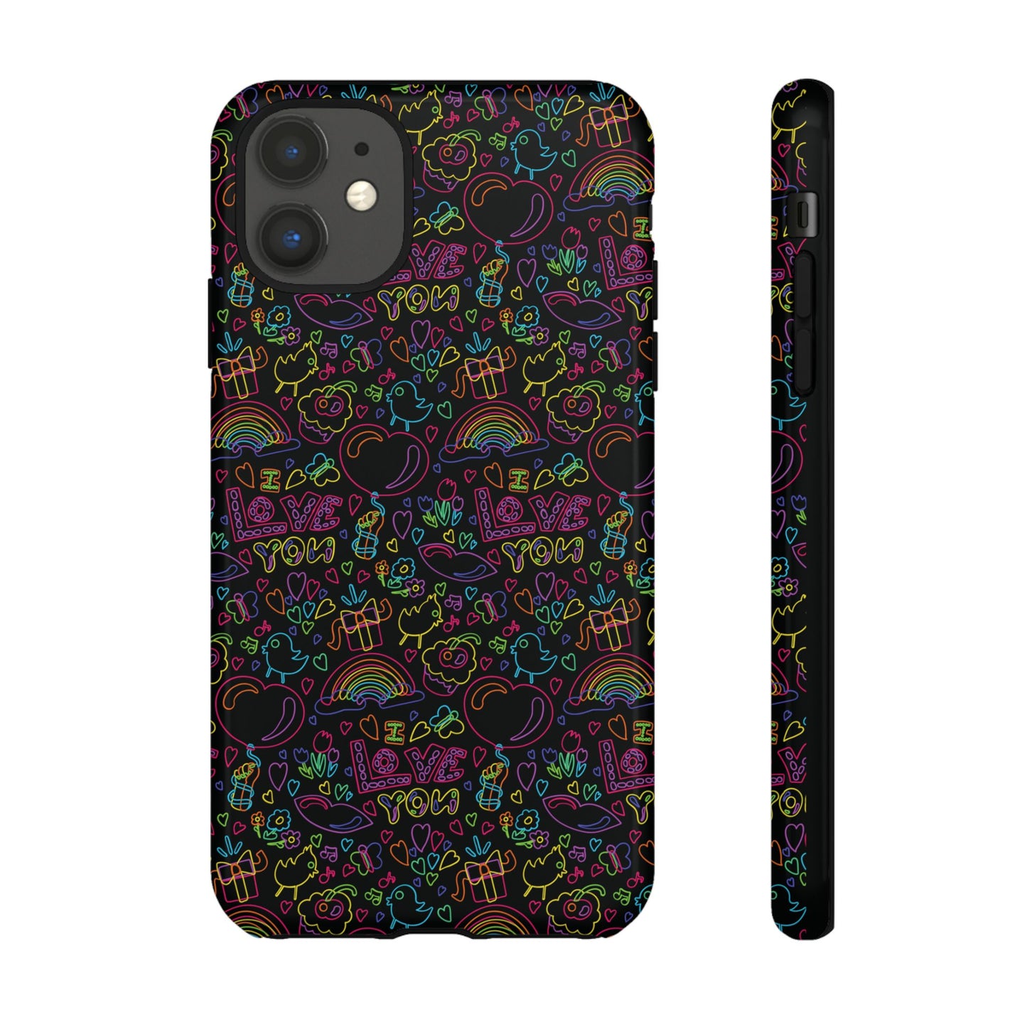 Neon Love Doodle iPhone Case