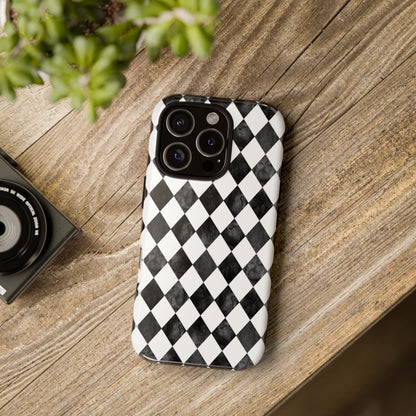 Vintage Harlequin Black & White iPhone Case