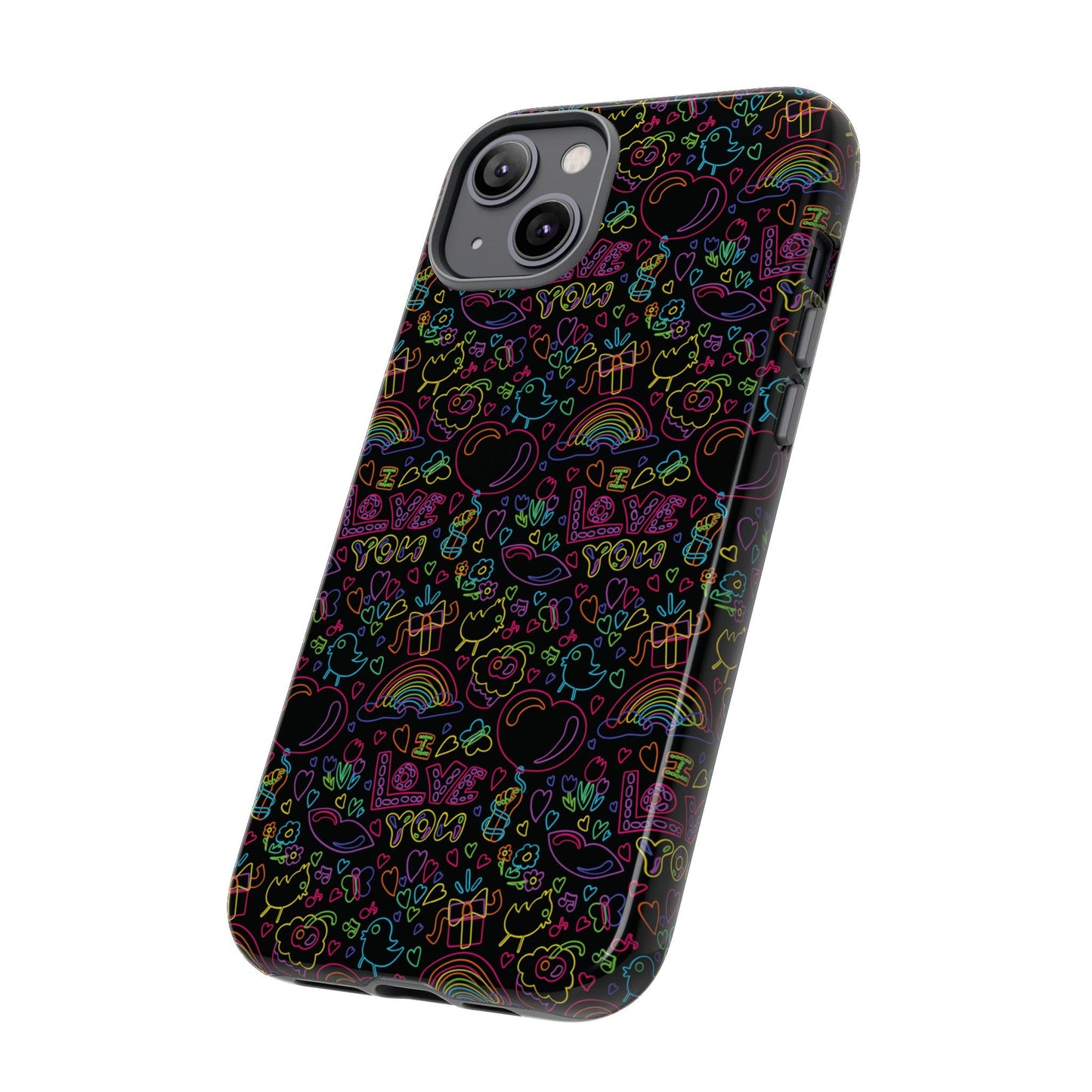 Neon Love Doodle iPhone Case