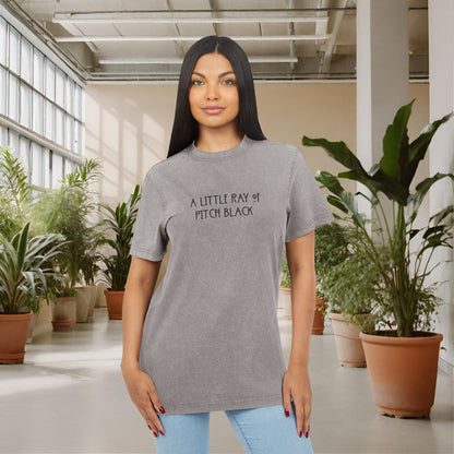 A Little Ray of Pitch Black Acid Washed Tee