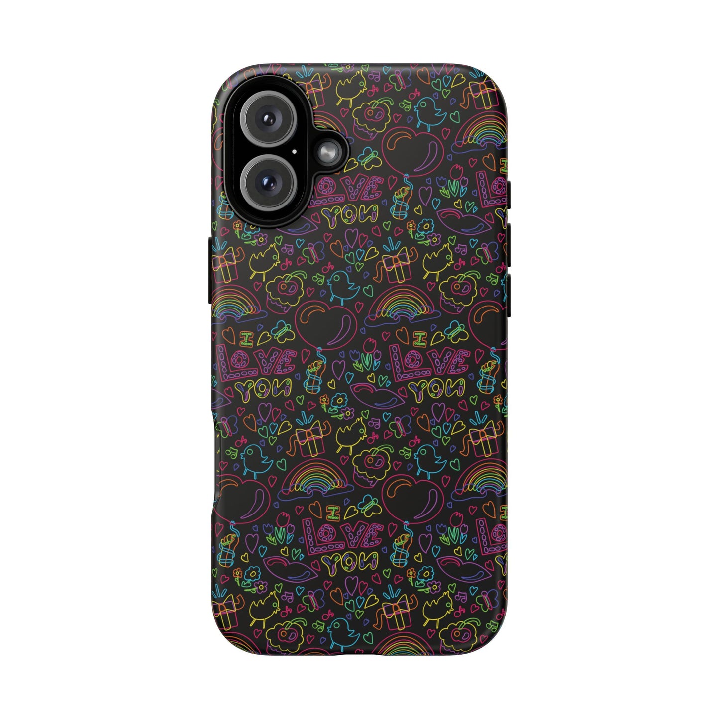 Neon Love Doodle iPhone Case