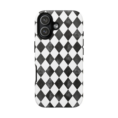 Vintage Harlequin Black & White iPhone Case
