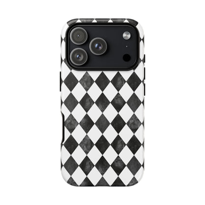 Vintage Harlequin Black & White iPhone Case