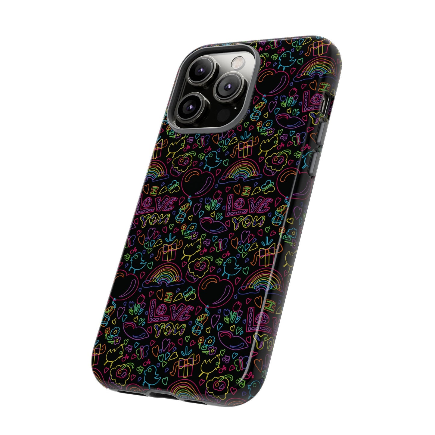 Neon Love Doodle iPhone Case