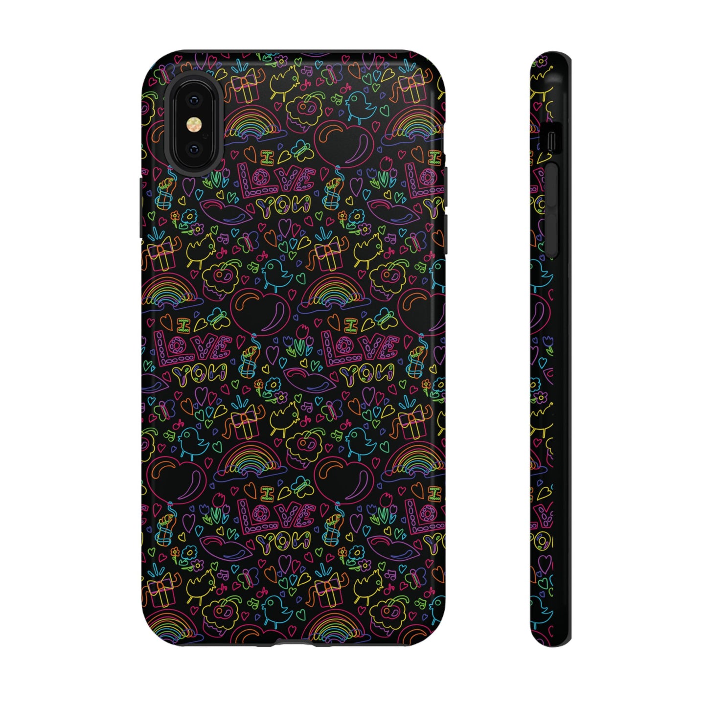 Neon Love Doodle iPhone Case