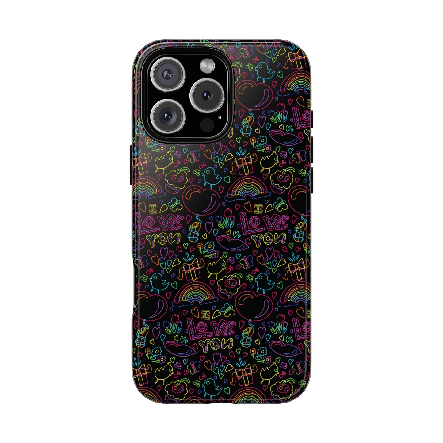 Neon Love Doodle iPhone Case