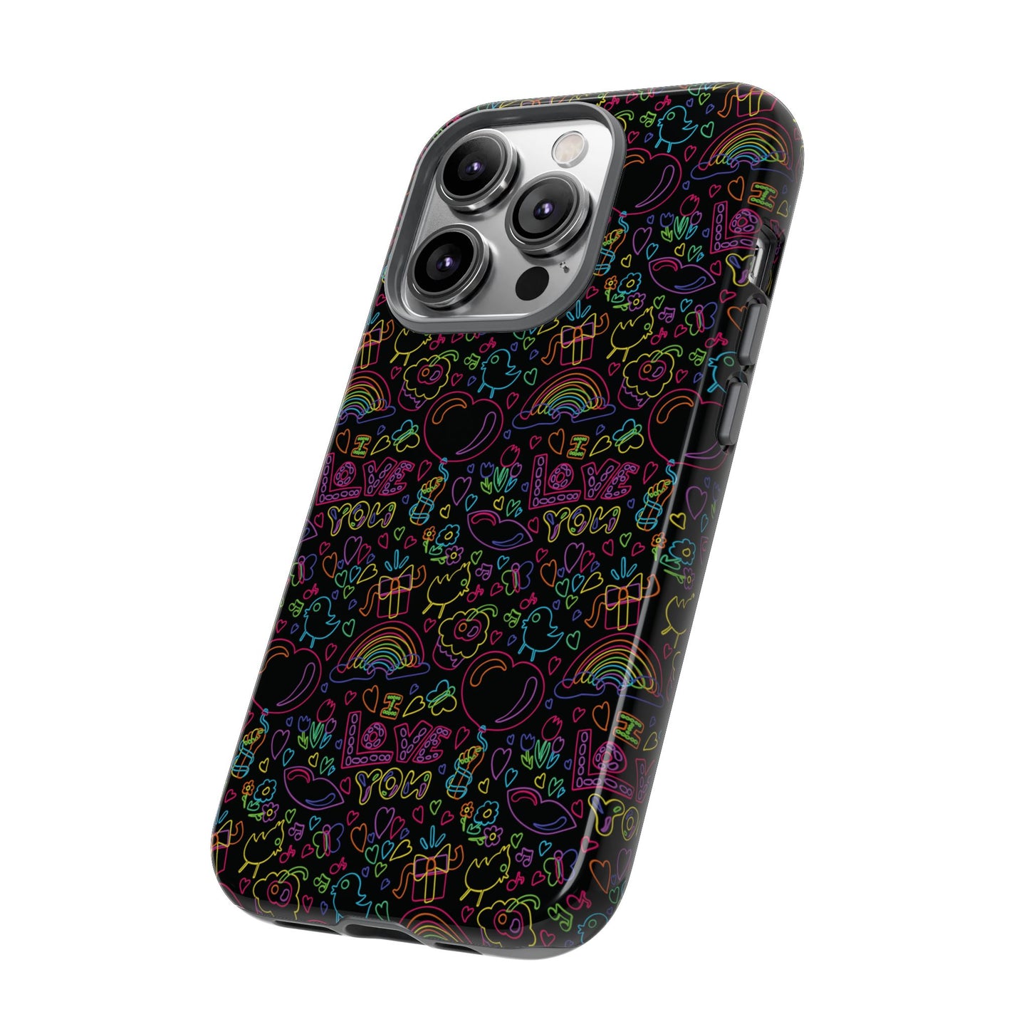 Neon Love Doodle iPhone Case