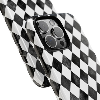 Vintage Harlequin Black & White iPhone Case