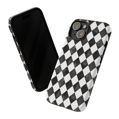 Vintage Harlequin Black & White iPhone Case