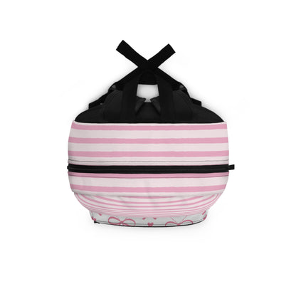 Pink Striped Bow Backpack