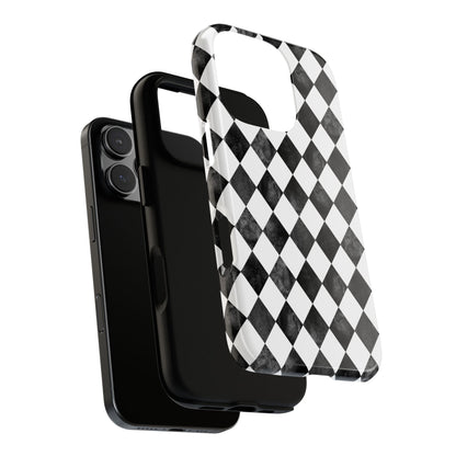 Vintage Harlequin Black & White iPhone Case