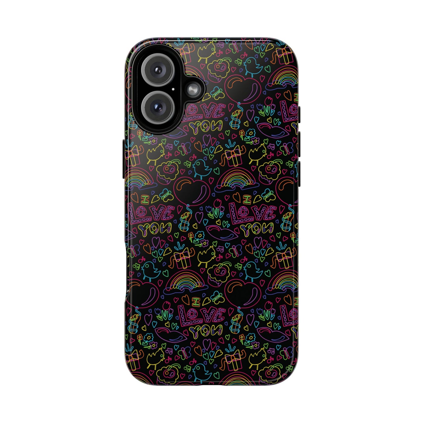 Neon Love Doodle iPhone Case