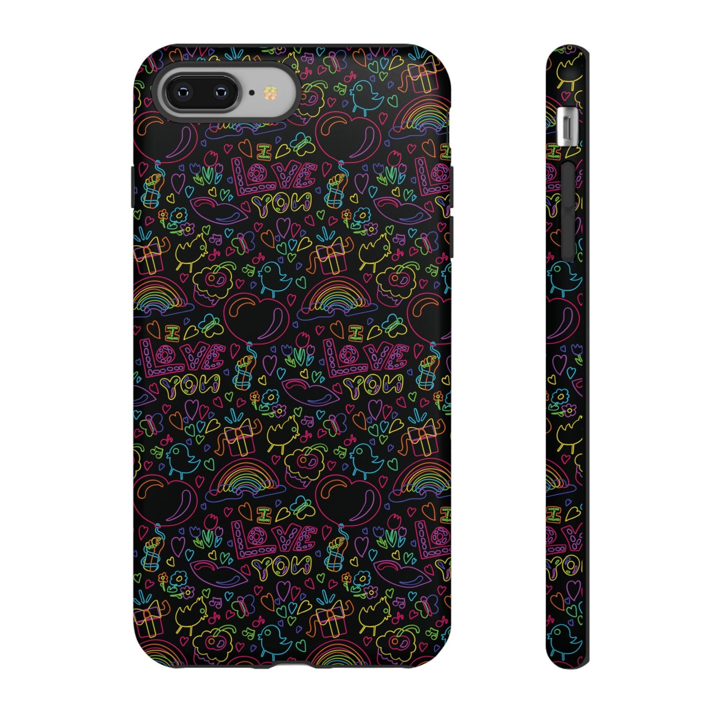 Neon Love Doodle iPhone Case