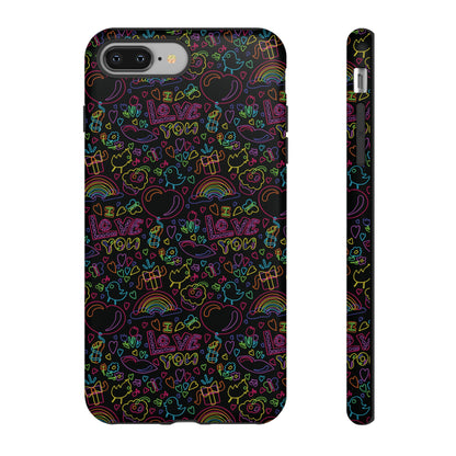 Neon Love Doodle iPhone Case