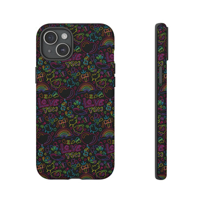 Neon Love Doodle iPhone Case