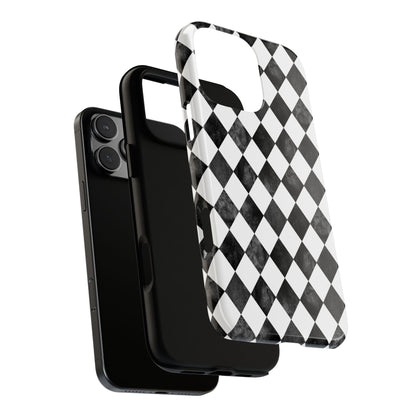 Vintage Harlequin Black & White iPhone Case