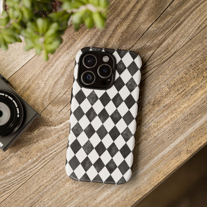 Vintage Harlequin Black & White iPhone Case