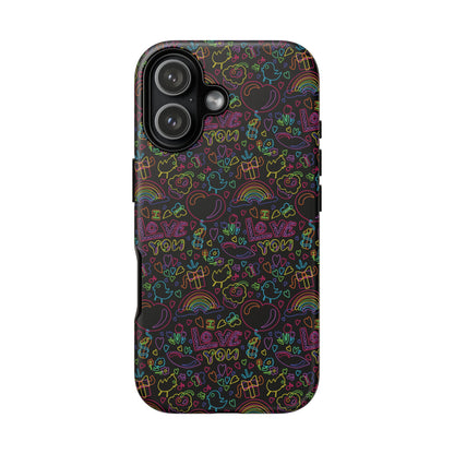 Neon Love Doodle iPhone Case