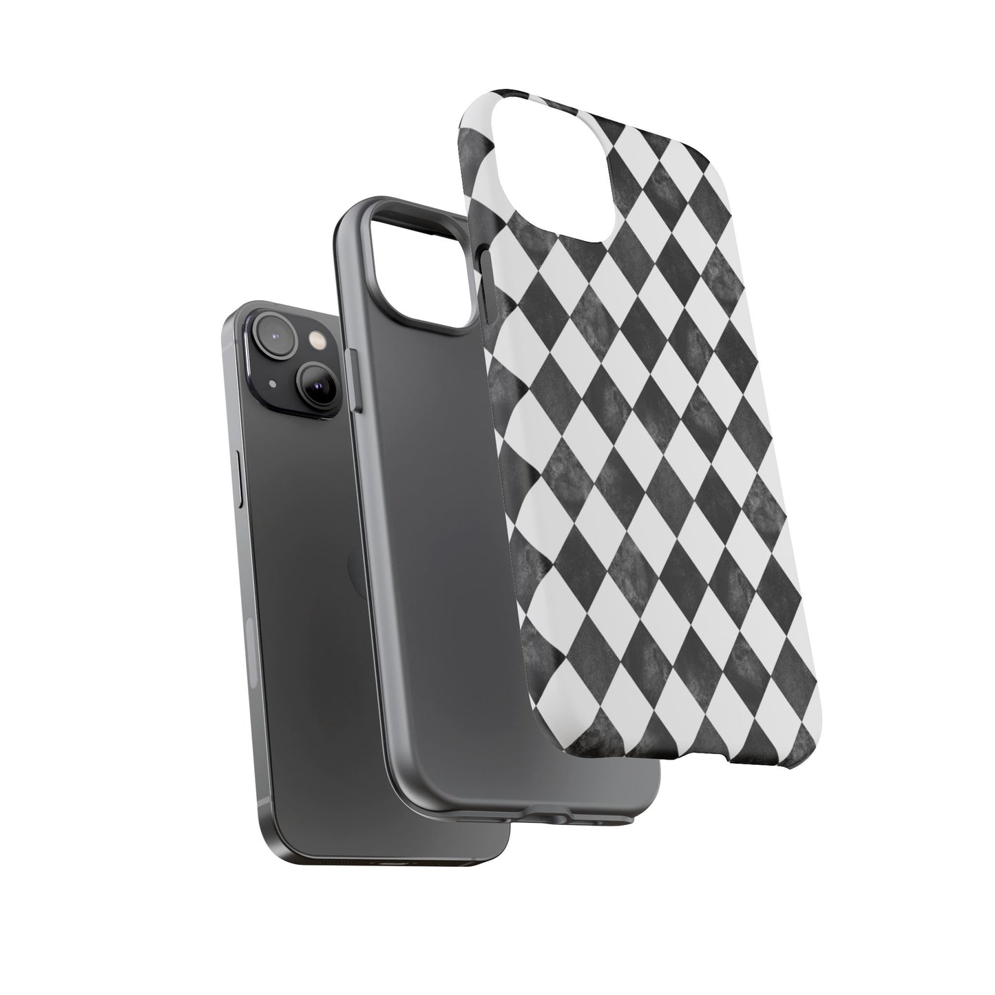 Vintage Harlequin Black & White iPhone Case