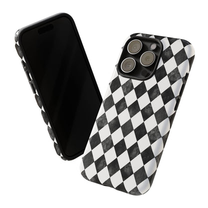 Vintage Harlequin Black & White iPhone Case